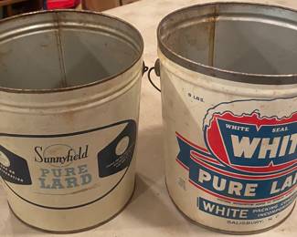 White and Sunnyfield Lard Tins