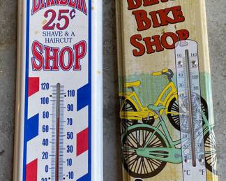 Barber Shop and Beach Bike Shop Thermometers