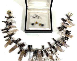 Lot 47 Costume pearl and abalone jewelry