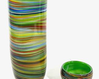 Lot 203 Art Glass Vase Bowl