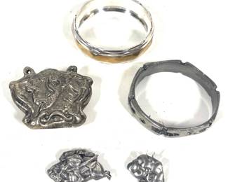 Lot 66 Silver Brutalist style and Asian Style bracelet