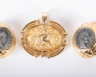 Lot 44 Pegasus Pendant, Coin Earrings