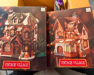 Vintage Walmart Light-Up Christmas Village Houses