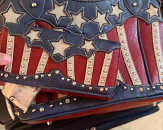 Montana West American Flag Vegan Leather Purse and Matching Wallet (New)