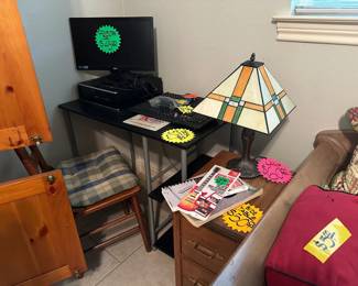 Stained Glass Lamps that Match - Computer - Desk - Chair