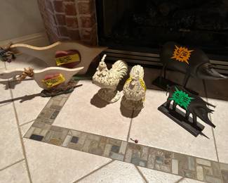 Fire Place Decor Items - some Metal - Some Stone