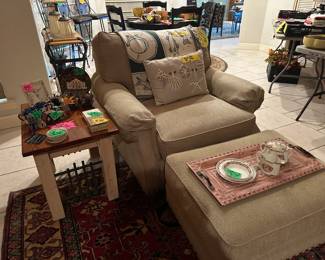 Comfortable Side Chair and Matching Ottoman - Books - Serving Tray - Decor Items