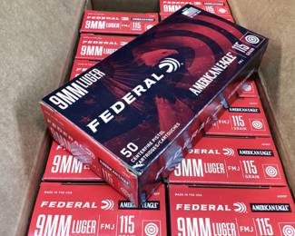 1000 ROUNDS OF FEDERAL 9mm LUGER 115gr FMJ 20 BOXES OF 50 UNOPENED