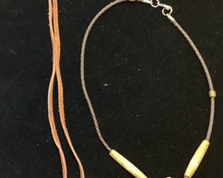 (2) NATIVE AMERICAN WHALE TOOTH & BEAR CLAW NECKLACES