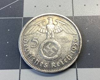 1936 GERMAN THIRD REICH 5 REICHS MARK WONDERFUL CONDITION AT 90% SILVER AND WEIGHING 13.8 GRAMS