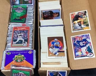 ASSORTED BASEBALL & FOOTBALL TRADING CARDS, MAJOR LEAGUE 1990 EDITION PACK, , CAL RIPKEN, DEION SANDERS, ANDRE REED