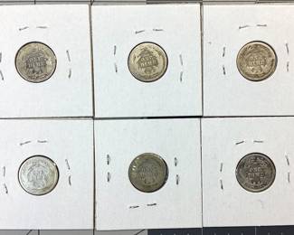 6 SEATED LIBERTY DIME LOT 1887, 88, 89, 90, 91, 91-O