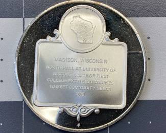 STERLING SILVER COIN 1972 NORTH WISCONSIN PROOF AT 92.5% SILVER WEIGHING 24.9 GRAMS