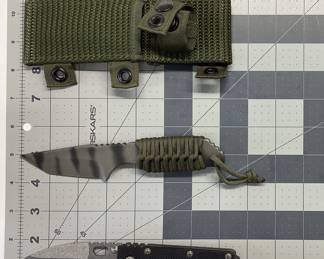 2 STRIDER KNIVES STRIDER 3 INCH S30V TIGER STRIPE TANTO WITH SHEATH AND BUCK STRIDER BOS ATS-34 LIKE NEW WITHOUT BOXES