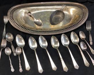 ASSORTED SILVER-PLATE, REED & BARTON, W.R. ROGERS, DEYKIN & HARRISON SERVING TRAY