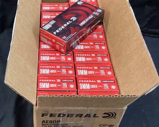 1000 ROUNDS OF FEDERAL 9mm LUGER 115gr FMJ 20 BOXES OF 50 UNOPENED