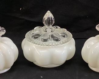 (3) FENTON WHITE MELON VANITY SET