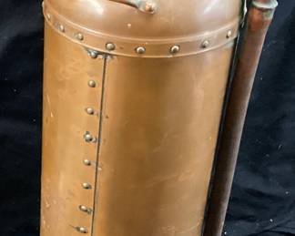 VTG. COPPER & BRASS EMPIRE FIRE EXTINGUISHER w HOSE ATTACHED