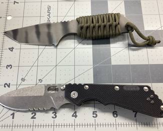 2 STRIDER KNIVES STRIDER 3 INCH S30V TIGER STRIPE TANTO WITH SHEATH AND BUCK STRIDER BOS ATS-34 LIKE NEW WITHOUT BOXES