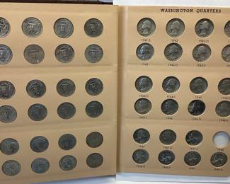 81 WASHINGTON QUARTERS 1932-1964 81 QUARTERS AT 90% SILVER FEATURED IN AN INCOMPLETE COLLECTION BOOK