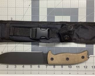 ONTARIO 8604 RAT-T ONTARIO KNIFE COMPANY RAT-7 WITH 7 INCH CARBON STEEL BLADE GREEN MICARTA HANDLE AND SHEATH