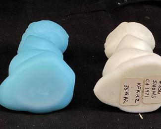 (4) FENTON ART GLASS BOY & GIRL PRAYING FIGURINES