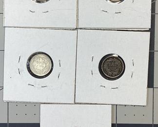 5 SEATED LIBERTY HALF DIME LOT 1857, 58,61,72,73 SEATED LIBERTY HALF DIMES