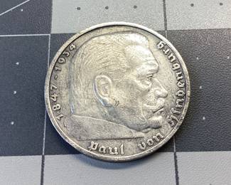 1936 GERMAN THIRD REICH 5 REICHS MARK WONDERFUL CONDITION AT 90% SILVER AND WEIGHING 13.8 GRAMS