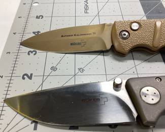 2 BOKER KNIVES LOT FDE BOKER AUTOMAT KALASHNIKOV 74 SPRING ASSIST AND TODD REXFORD BOKER VG-10, NO BOXES