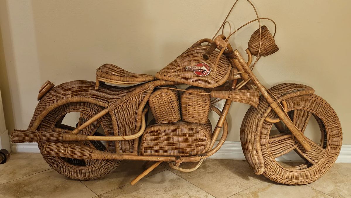 Tom Dixon Ratan and Wicker Motorcycle sculpture. One of these is in the museum on London others are in private collections around the world.  OWN VINTAGE COLLECTIBLE ART
