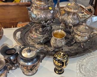 Silver and decorative serving sets