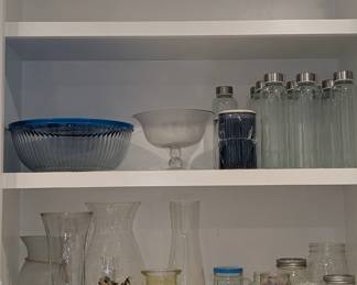Glass vases, bowls, glasses, and decor