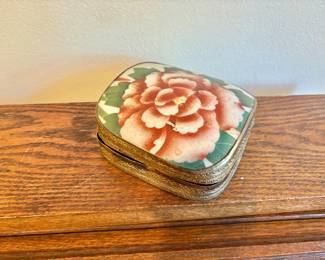 Vintage Shard Box With Floral Top Lid