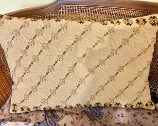 Vintage Floral Needlepoint Pillow