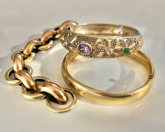 Gold Tone Bracelets, Sterling Silver Bangle