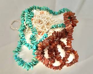 Turquoise, Amber , Pearl Necklaces