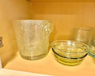 Bubble Glass Ice Bucket and Small Bowls