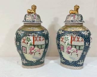 002 Foo Dog Lidded Ginger Jars