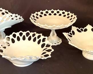 Assorted White Glass Bowls 
