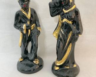 Vintage Gold And Black Figurines 