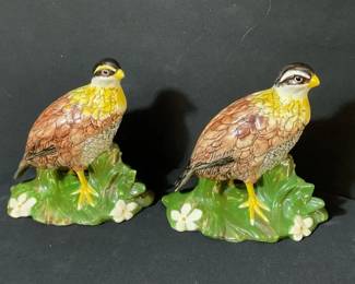 Two Porcelain Painted Quails