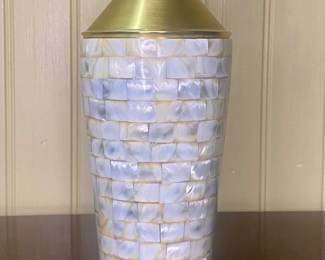 Mother of Pearl and Brass Cocktail Shakers.