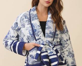 Quilted Blue and White Chinoiserie Jacket