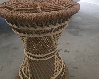Handwoven Wicker Stool or Plant Stand