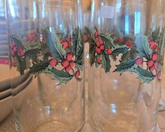 Vintage Christmas Holly Glasses