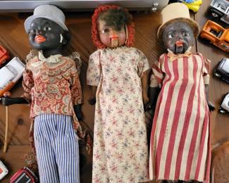 Antique Early Black Americana Papier Mache Dolls
