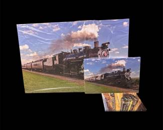 Steam Train Wall Art CanvassesSet Of 2 With Book