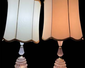 Vintage Pair Of Crystal Look Table Lamps