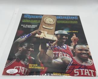 Autographed 1983 Sports Illustrated Photograph NC State Wins The NCAAs