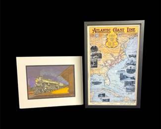 Vintage Atlantic Coastline Railroad Map And Dixie Flyer Print